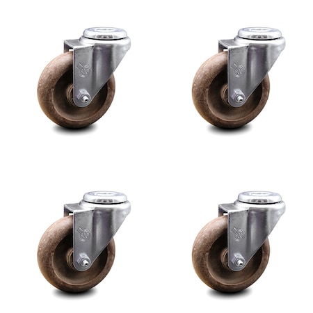 Service Caster 4 Inch High Temp Glass Filled Nylon Wheel Swivel Bolt Hole Caster Set SCC SCC-BH20S414-GFNSHT-4